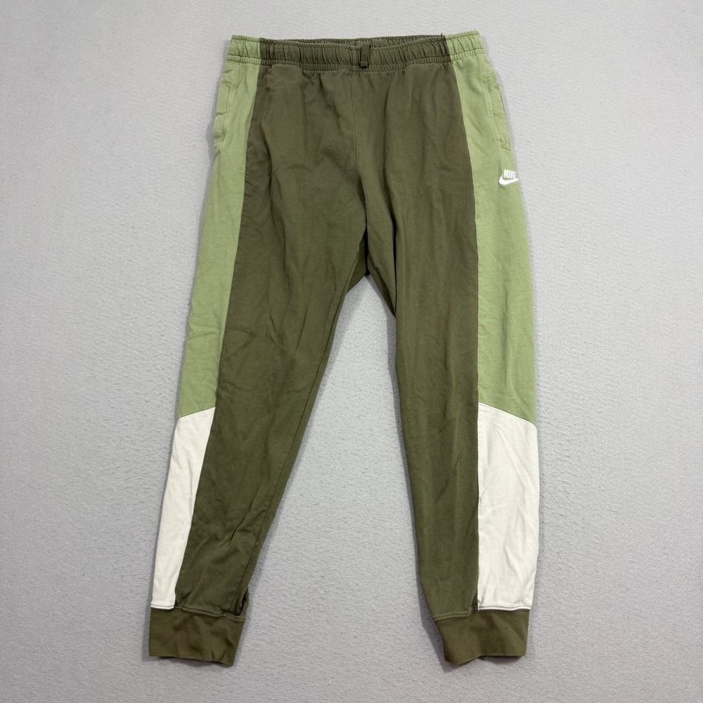 Nike Pants Mens Large Green CJ4515-222 Colorblock Cotton Joggers Drawstring
